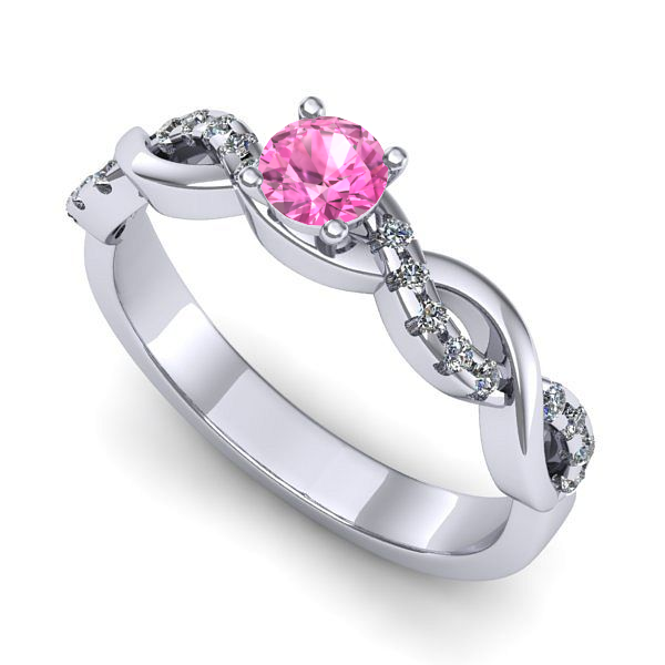 Inel din aur alb cu safir roz