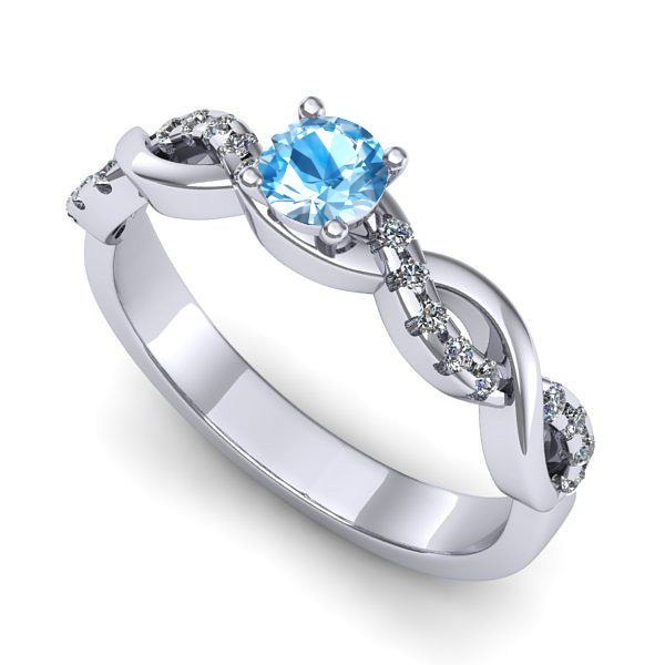 Inel logodna din aur alb cu topaz blue