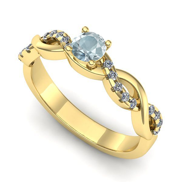 Inel de logodna din aur galben cu aquamarin
