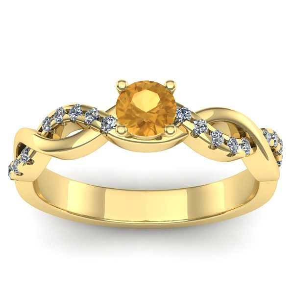 Inel logodna cu citrin rotund