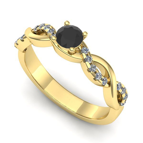 Inel din aur galben cu diamant negru