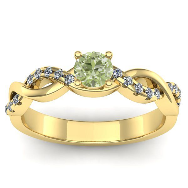 Inel de logodna cu diamant de laborator verde rotund