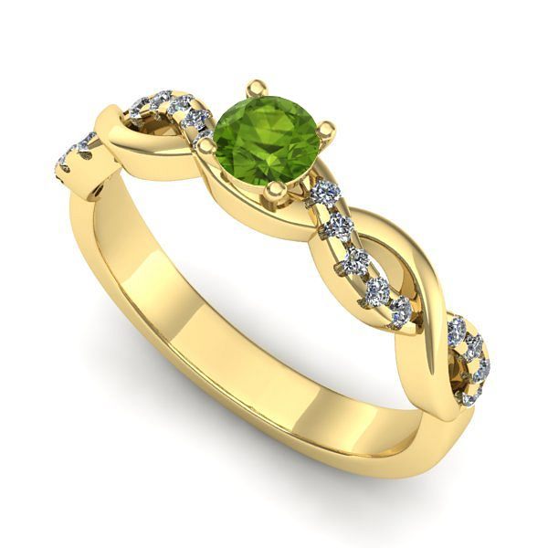 Inel logodna din aur galben cu peridot