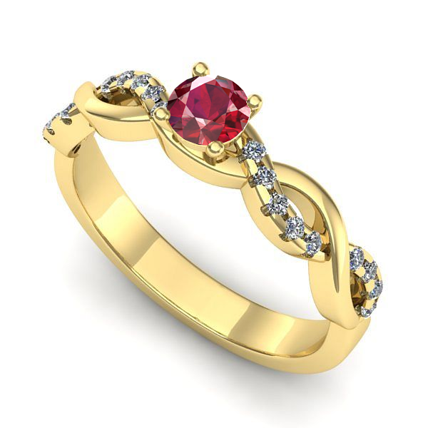 Inel de logodna din aur galben cu rubin