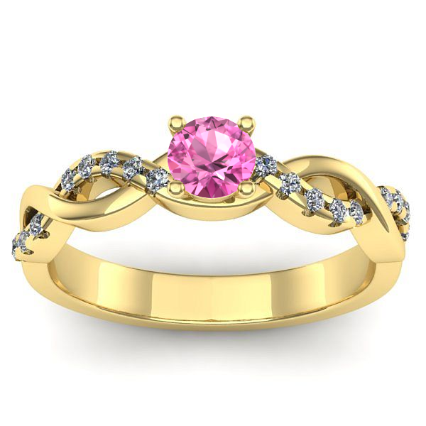 Inel cu safir roz rotund