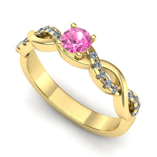 Inel din aur galben cu safir roz