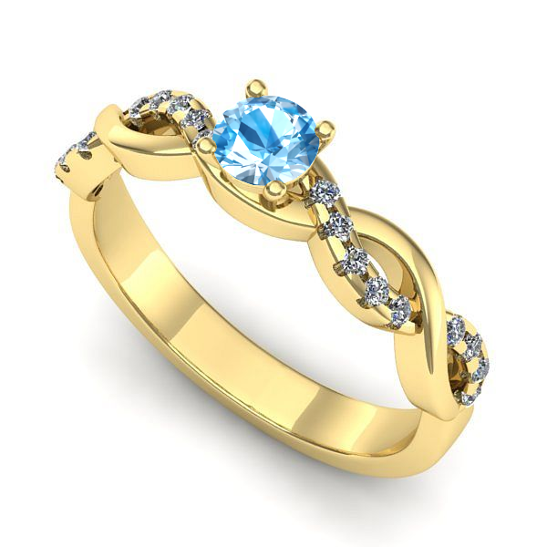 Inel de logodna din aur galben cu topaz blue