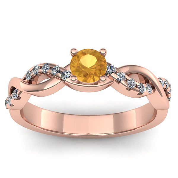 Inel cu citrin rotund