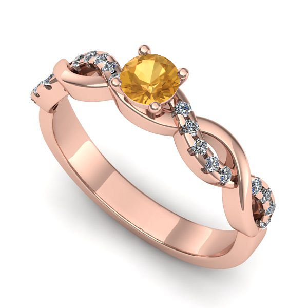 Inel din aur roz cu citrin