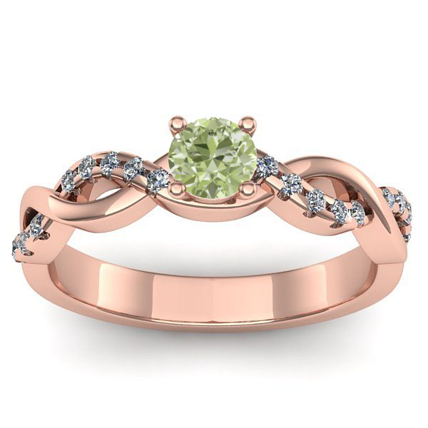 Inel logodna cu diamant de laborator verde rotund