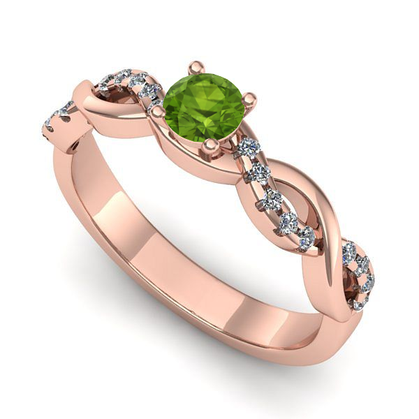 Inel logodna din aur roz cu peridot