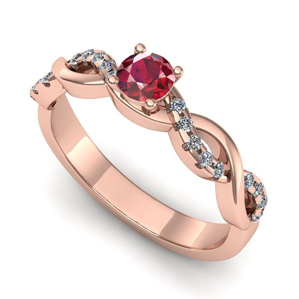 Inel din aur roz cu rubin