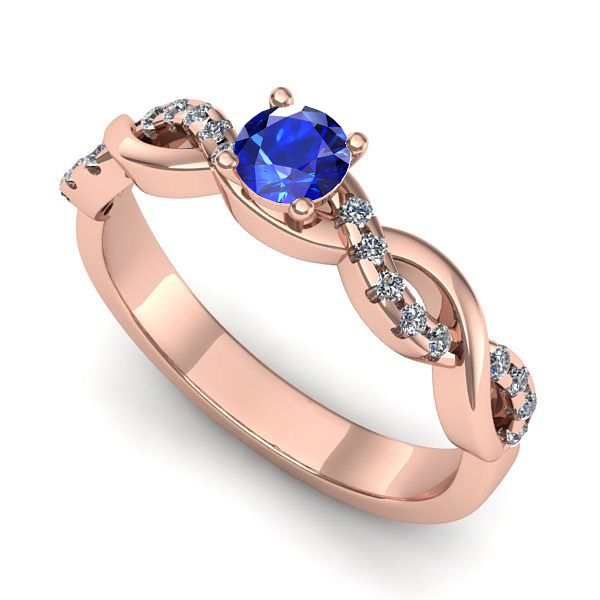 Inel din aur roz cu safir