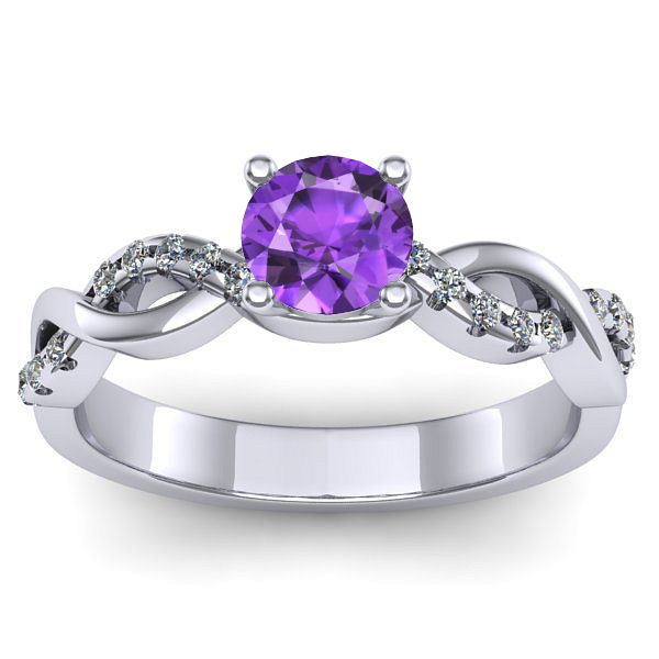 Inel logodna cu ametist rotund