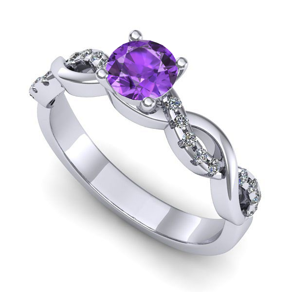 Inel din aur alb cu ametist