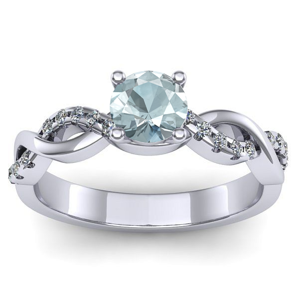 Inel logodna cu aquamarin rotund