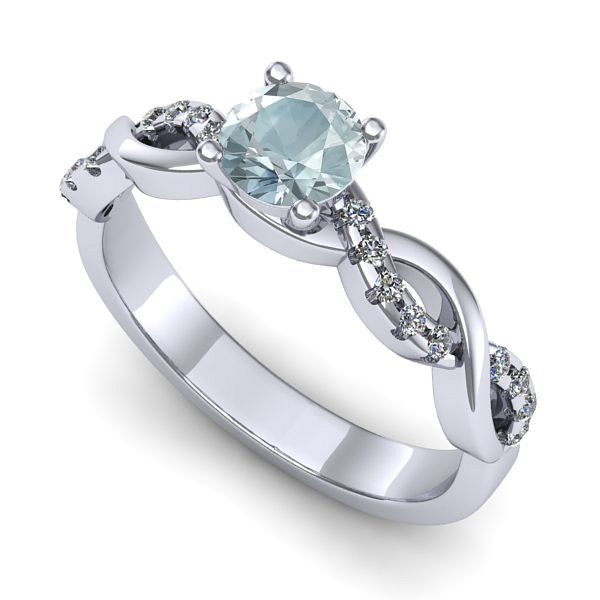 Inel de logodna din aur alb cu aquamarin