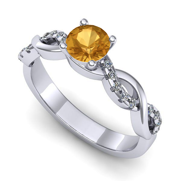 Inel din aur alb cu citrin