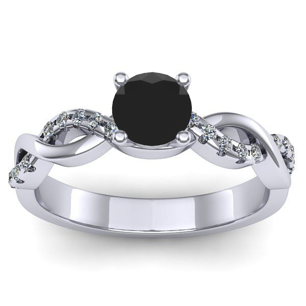 Inel logodna cu diamant negru rotund