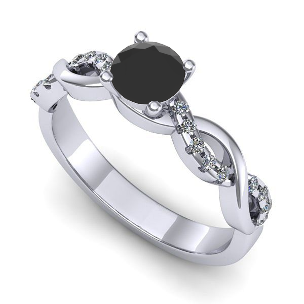 Inel de logodna din aur alb cu diamant negru