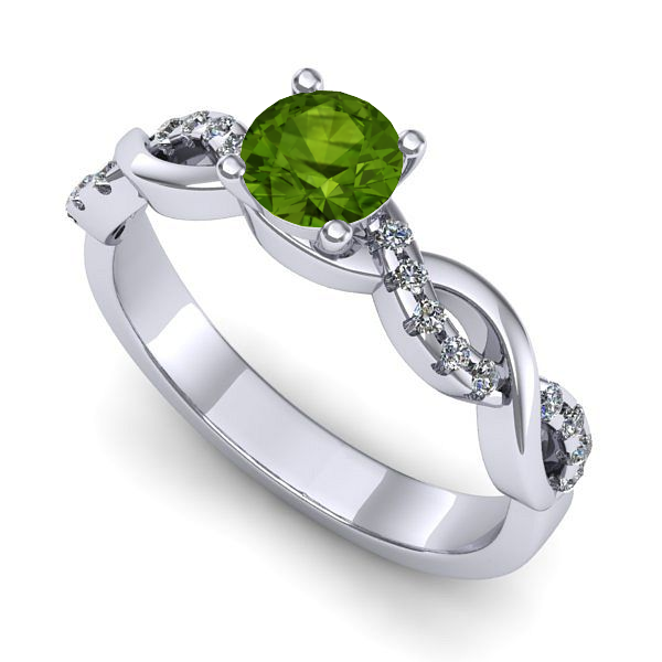 Inel logodna din aur alb cu peridot