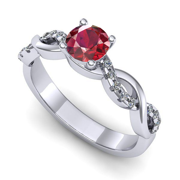 Inel logodna din aur alb cu rubin