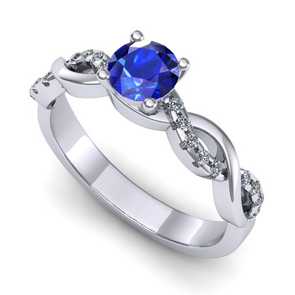 Inel de logodna din aur alb cu safir