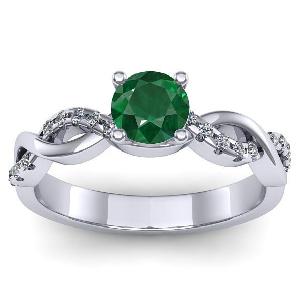 Inel logodna cu smarald rotund