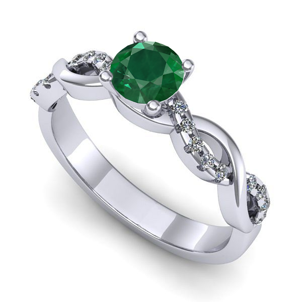 Inel din aur alb cu smarald