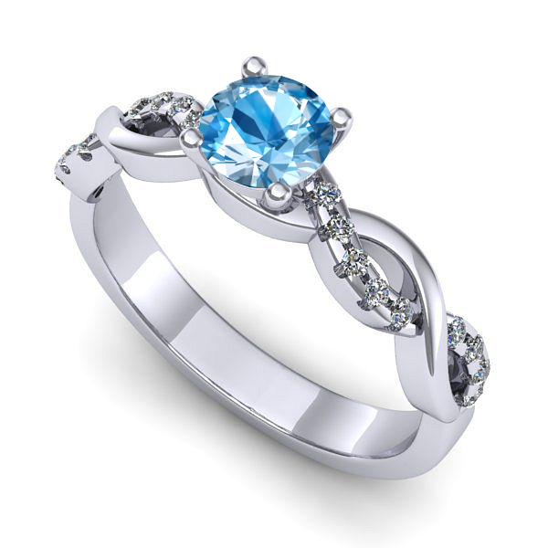 Inel de logodna din aur alb cu topaz blue