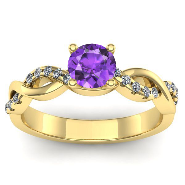 Inel de logodna cu ametist rotund