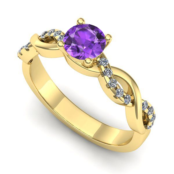 Inel de logodna din aur galben cu ametist