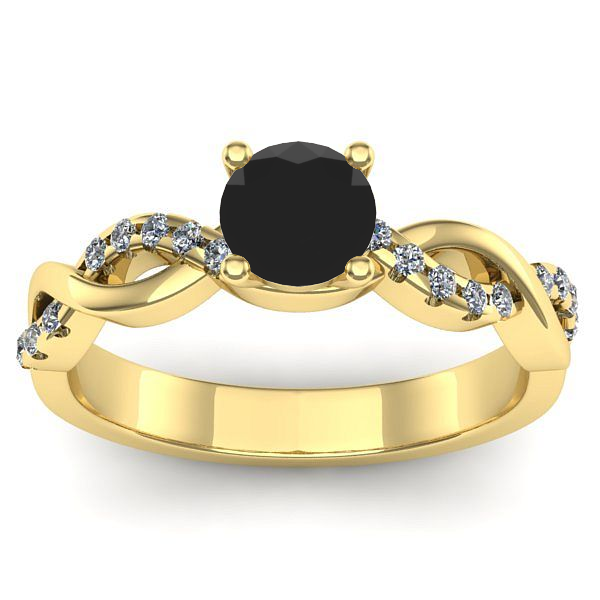 Inel cu diamant negru rotund