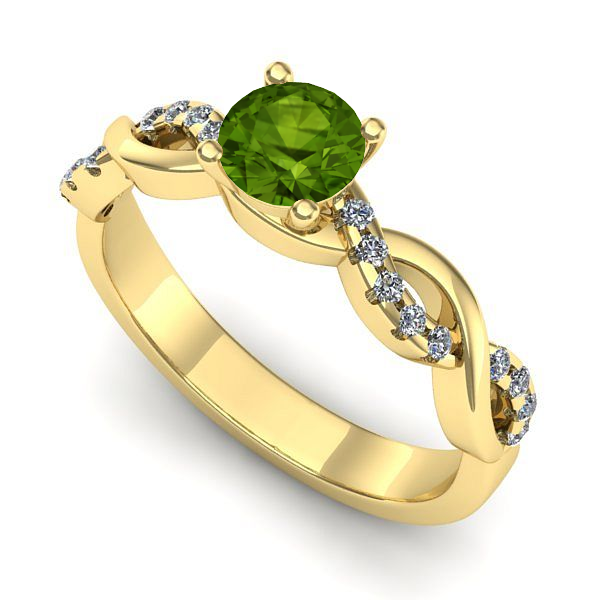 Inel din aur galben cu peridot