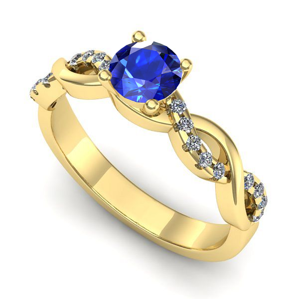 Inel logodna din aur galben cu safir