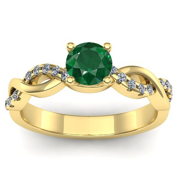 Inel logodna cu smarald rotund