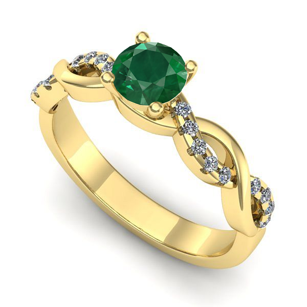 Inel din aur galben cu smarald