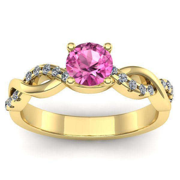 Inel cu safir roz rotund