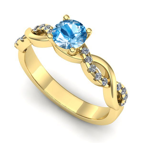 Inel din aur galben cu topaz blue