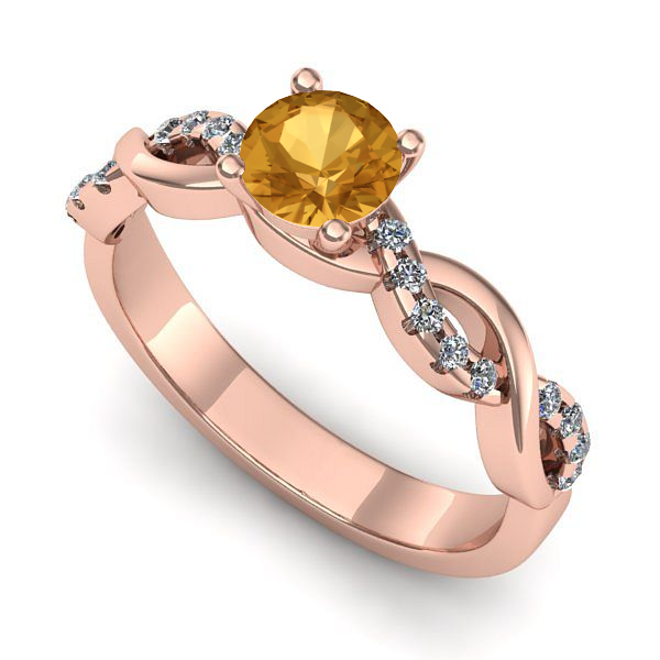 Inel de logodna din aur roz cu citrin