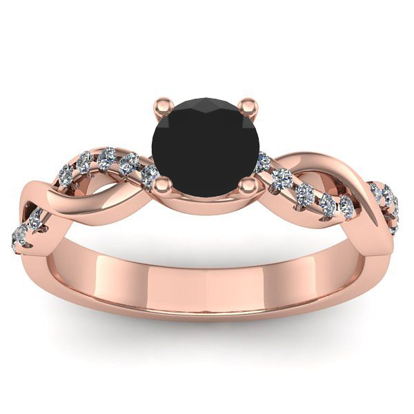 Inel cu diamant negru rotund