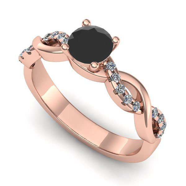 Inel din aur roz cu diamant negru