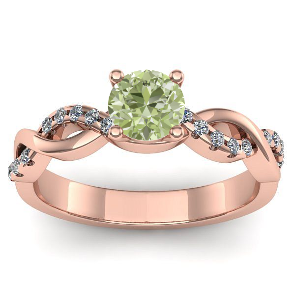 Inel cu diamant de laborator verde rotund