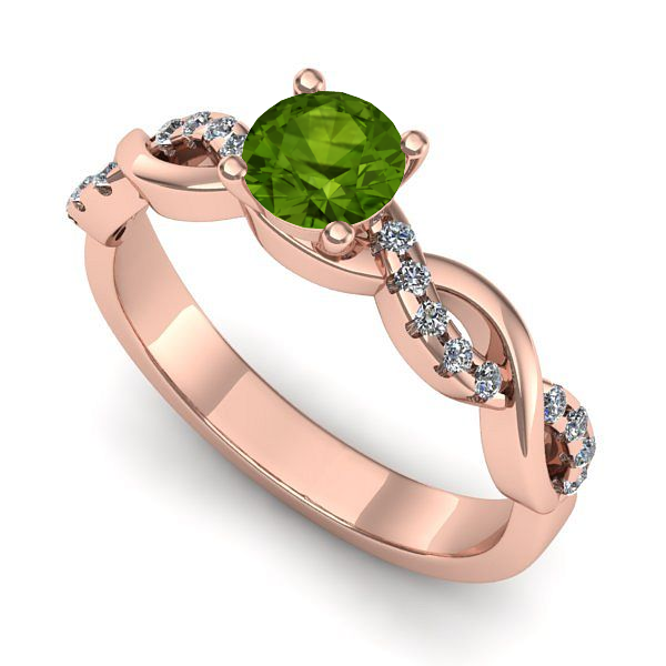 Inel logodna din aur roz cu peridot