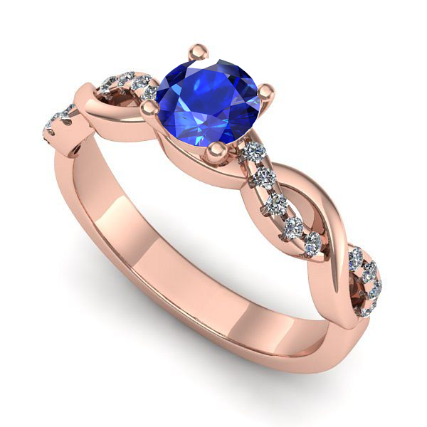 Inel logodna din aur roz cu safir