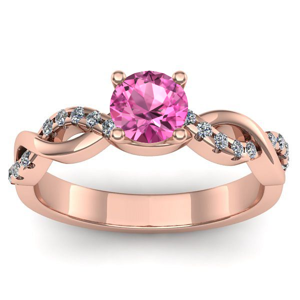 Inel de logodna cu safir roz rotund
