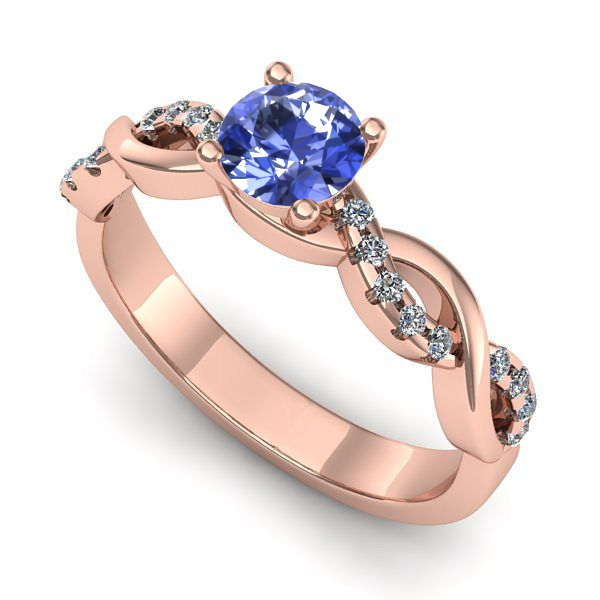 Inel din aur roz cu tanzanit