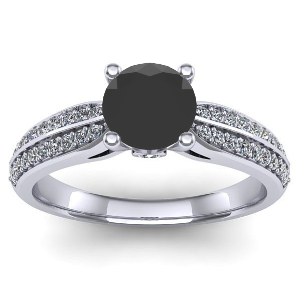 Inel de logodna cu diamant negru rotund
