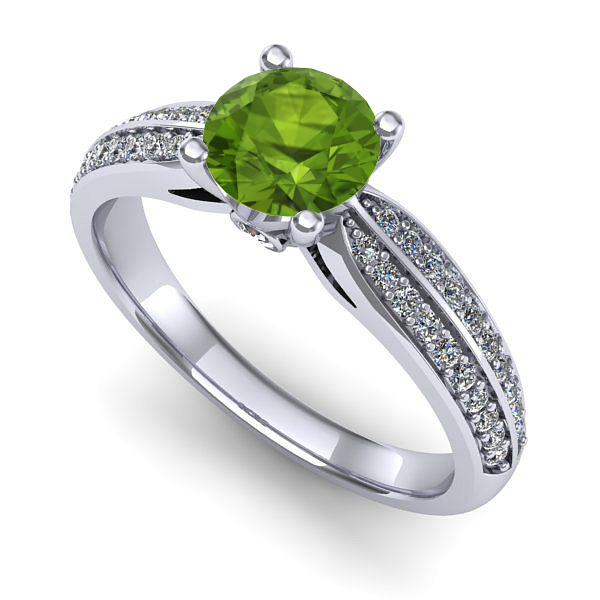 Inel din aur alb cu peridot