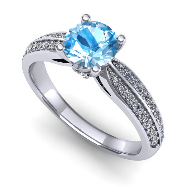 Inel din aur alb cu topaz blue